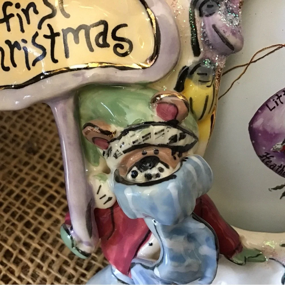 Vintage 2001 Blue Sky signed Heather Goldminc First Christmas picture fr…